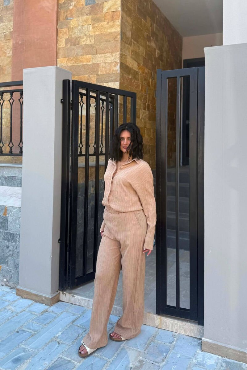 ONE COLOR SHIRT +TROUSERS WOMAN TWO PIECE SET BEIGE/BEZHE - 6