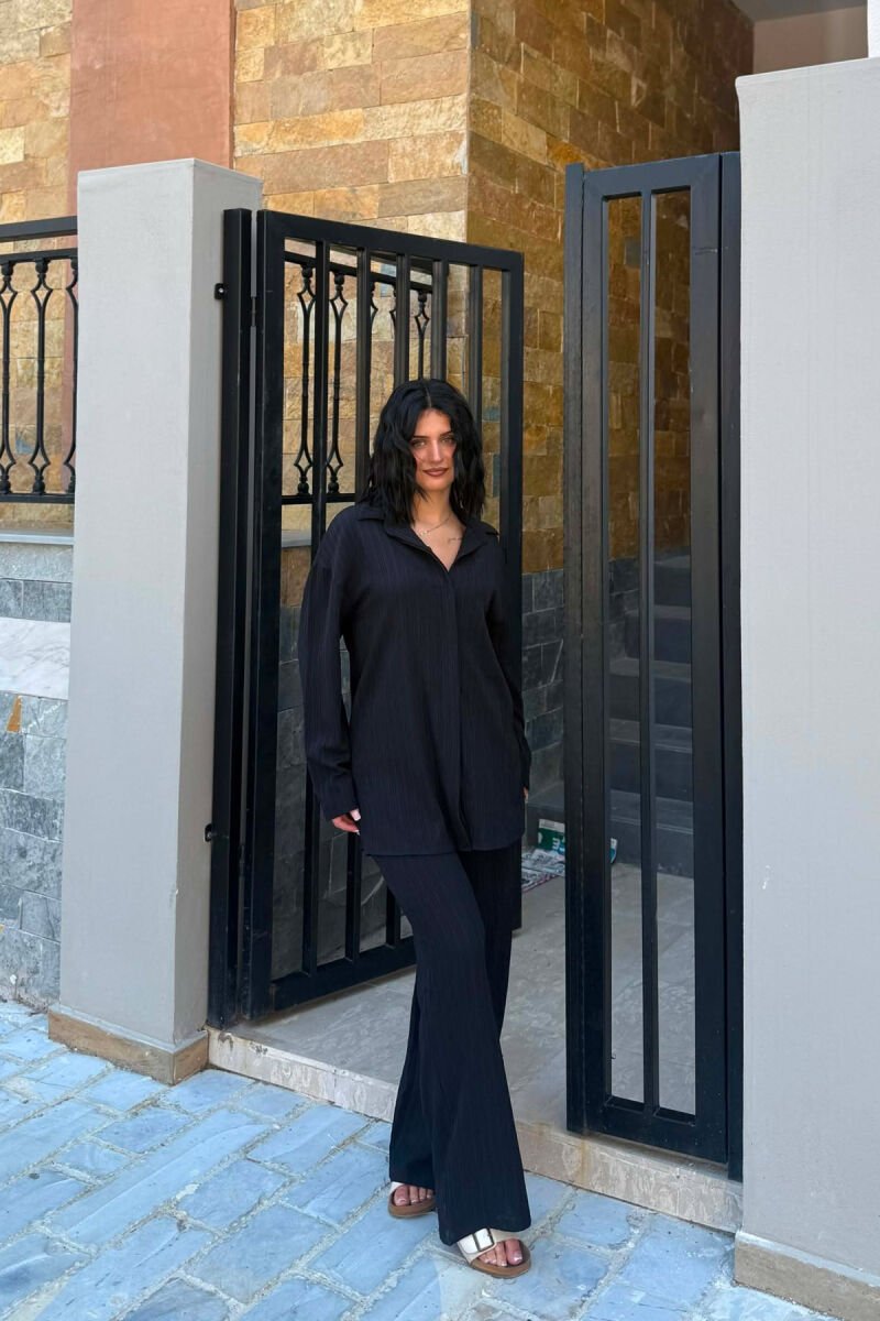 ONE COLOR SHIRT +TROUSERS WOMAN TWO PIECE SET BLACK/ E ZEZE - 1