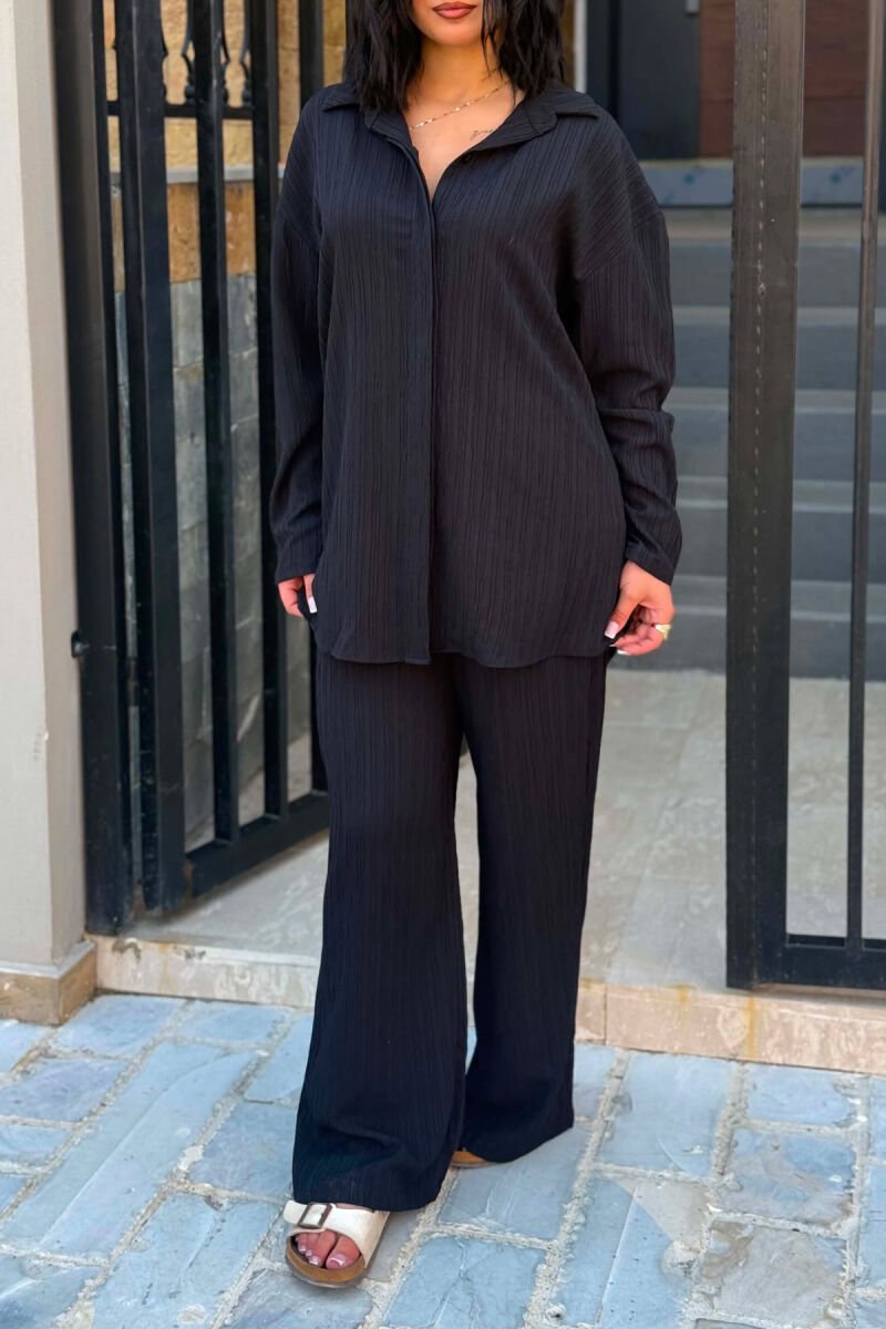 ONE COLOR SHIRT +TROUSERS WOMAN TWO PIECE SET BLACK/ E ZEZE - 2