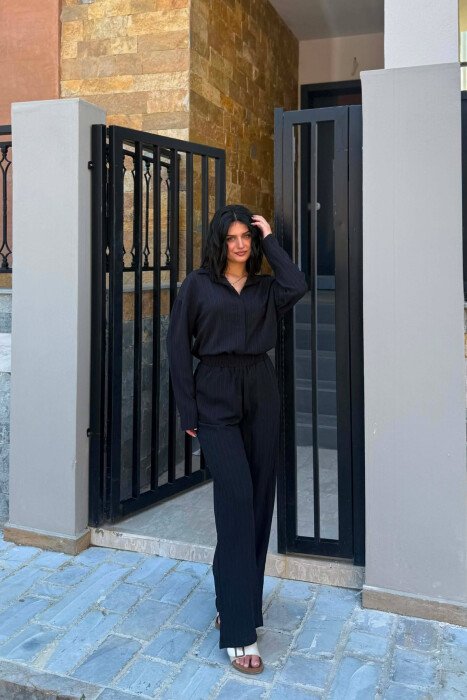 ONE COLOR SHIRT +TROUSERS WOMAN TWO PIECE SET BLACK/ E ZEZE - 4
