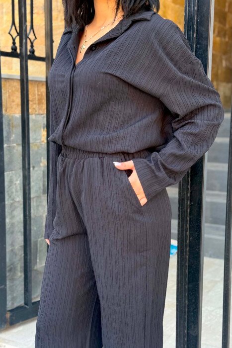 ONE COLOR SHIRT +TROUSERS WOMAN TWO PIECE SET BLACK/ E ZEZE - 6