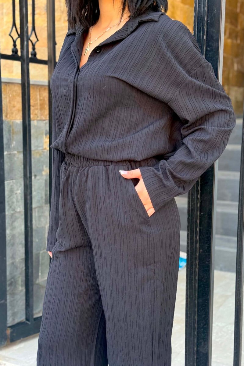 ONE COLOR SHIRT +TROUSERS WOMAN TWO PIECE SET BLACK/ E ZEZE - 6