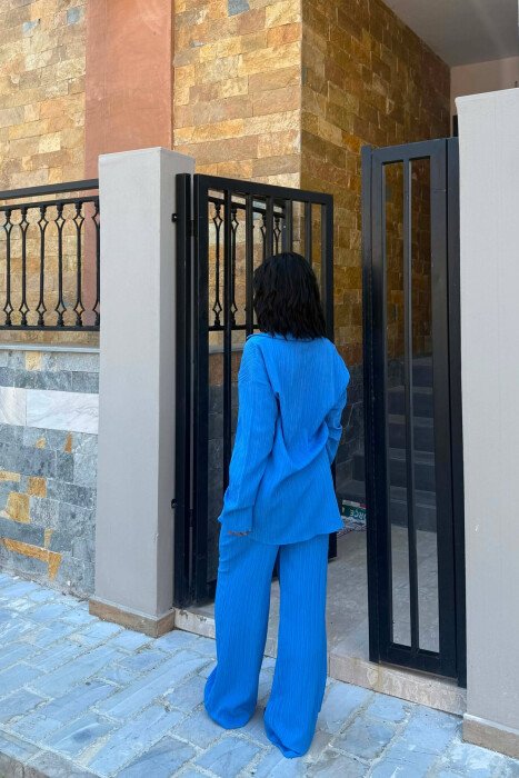 ONE COLOR SHIRT +TROUSERS WOMAN TWO PIECE SET BLUE/BLU - 5
