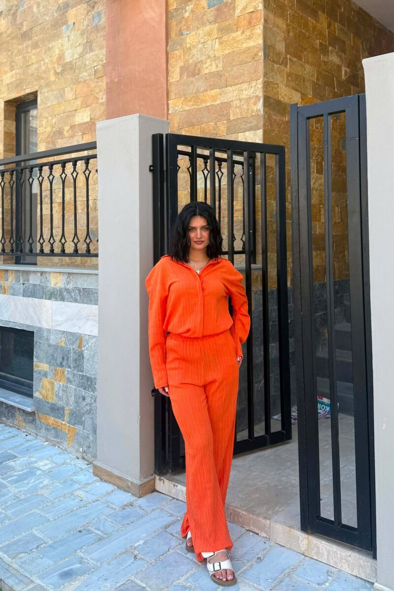 ONE COLOR SHIRT +TROUSERS WOMAN TWO PIECE SET ORANGE/PORTOKALLI - 1