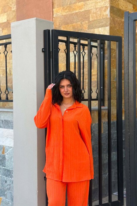 ONE COLOR SHIRT +TROUSERS WOMAN TWO PIECE SET ORANGE/PORTOKALLI - 2