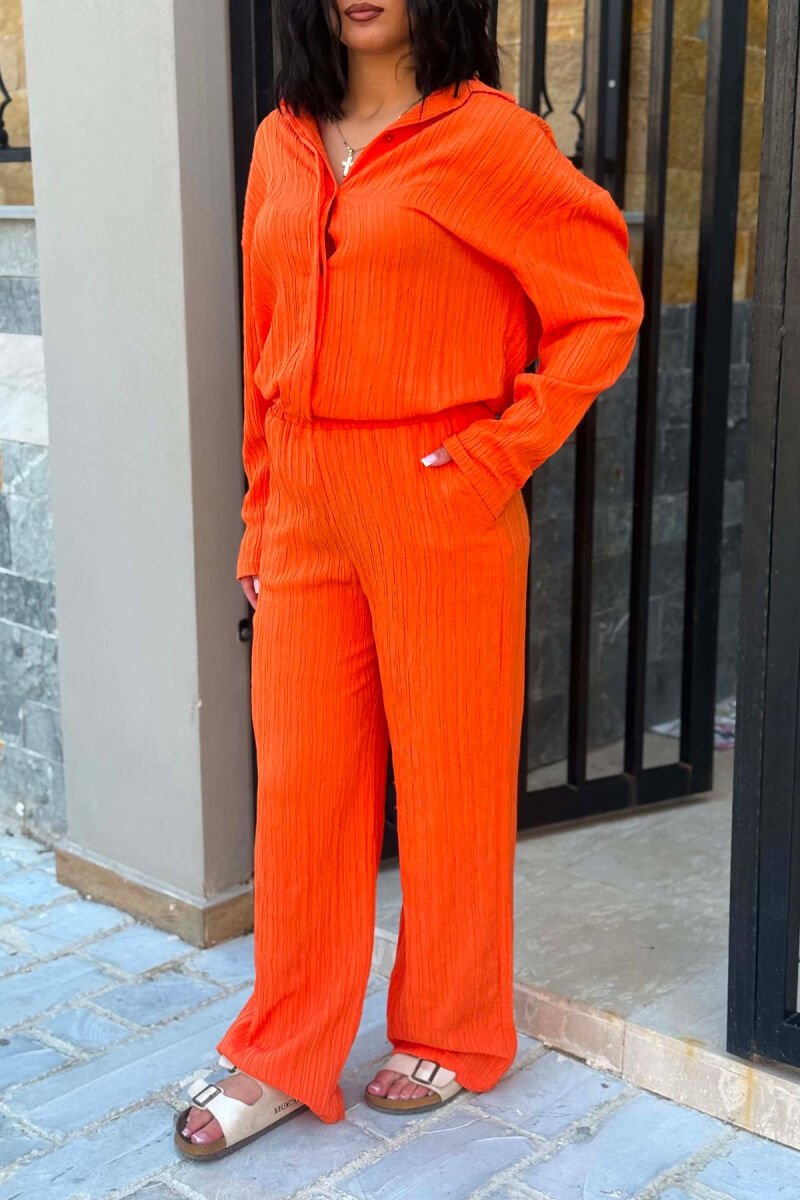 ONE COLOR SHIRT +TROUSERS WOMAN TWO PIECE SET ORANGE/PORTOKALLI - 6