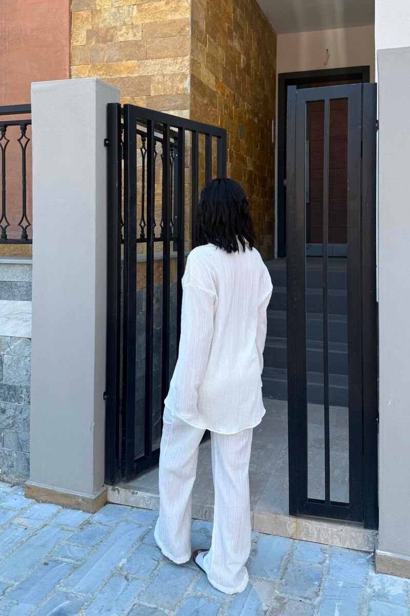ONE COLOR SHIRT +TROUSERS WOMAN TWO PIECE SET WHITE-E BARDHE - 6