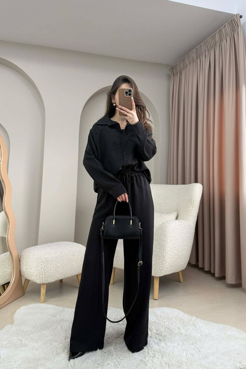 ONE COLOR SHIRT+ TROUSERS WOMEN SET BLACK/ E ZEZE - 1