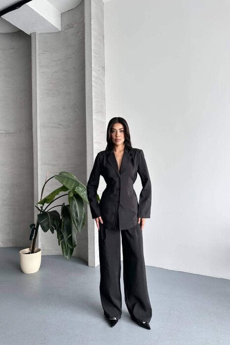 ONE COLOR SHIRT+ TROUSERS WOMEN SET BLACK/ E ZEZE - KLAUDIO FASHION