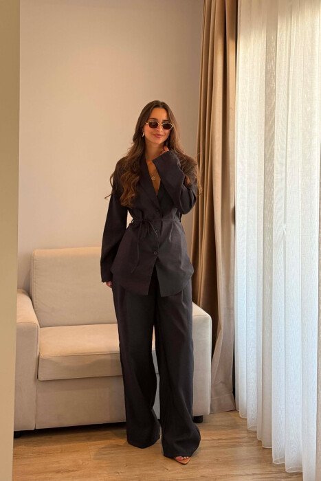 ONE COLOR SHIRT+ TROUSERS WOMEN SET BLACK/ E ZEZE - 1