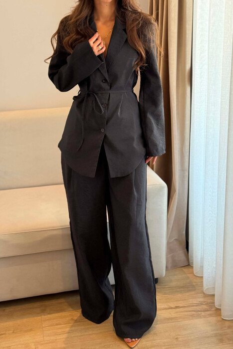 ONE COLOR SHIRT+ TROUSERS WOMEN SET BLACK/ E ZEZE - 3