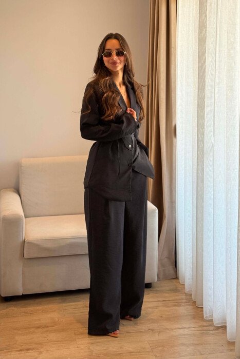 ONE COLOR SHIRT+ TROUSERS WOMEN SET BLACK/ E ZEZE - 6