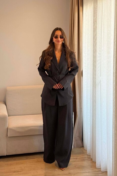 ONE COLOR SHIRT+ TROUSERS WOMEN SET BLACK/ E ZEZE - 7