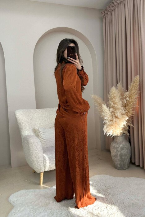 ONE COLOR SHIRT+ TROUSERS WOMEN SET BRICK/TULLE - 2