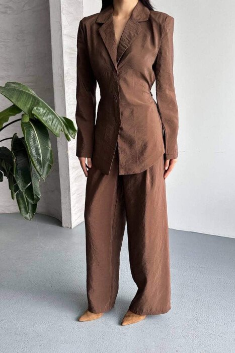 ONE COLOR SHIRT+ TROUSERS WOMEN SET BROWN/KAFE - 2