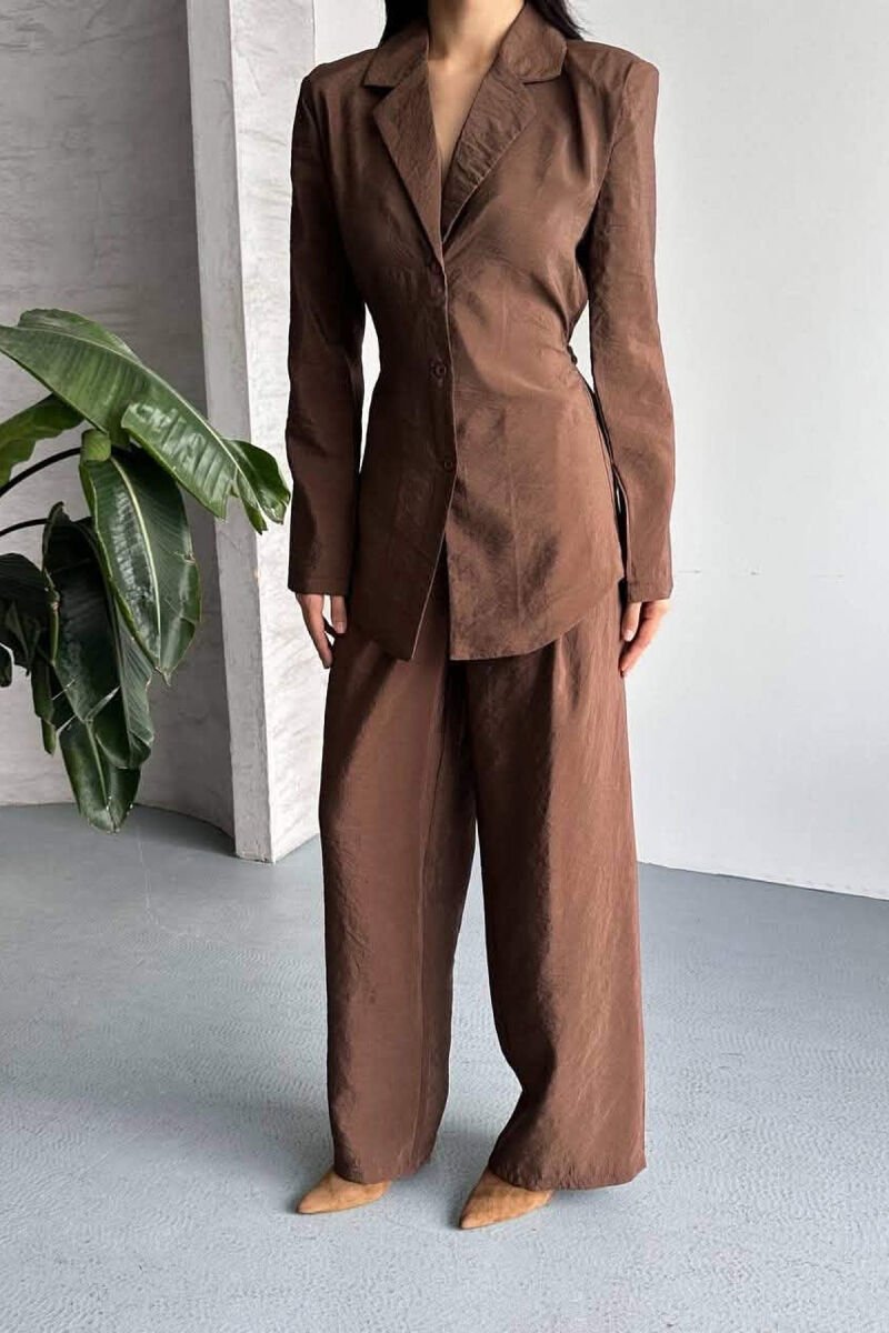 ONE COLOR SHIRT+ TROUSERS WOMEN SET BROWN/KAFE - 2
