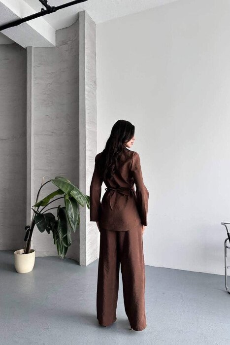 ONE COLOR SHIRT+ TROUSERS WOMEN SET BROWN/KAFE - 6