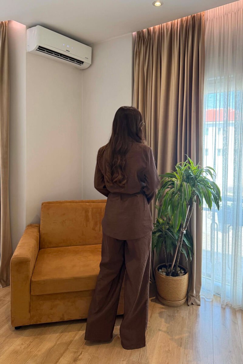 ONE COLOR SHIRT+ TROUSERS WOMEN SET BROWN/KAFE - 3