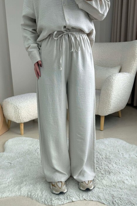 ONE COLOR SHIRT+ TROUSERS WOMEN SET CREAM/KREM - 3
