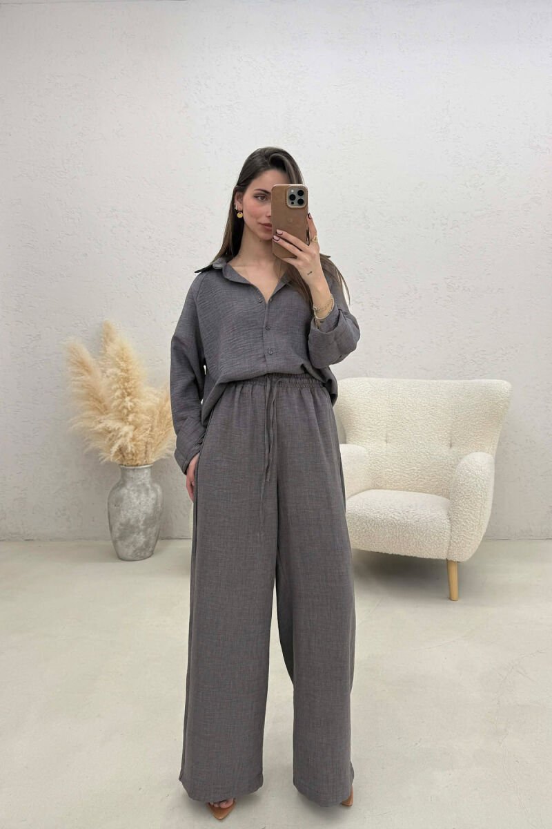 ONE COLOR SHIRT+ TROUSERS WOMEN SET DARK GREY/GEE - 1