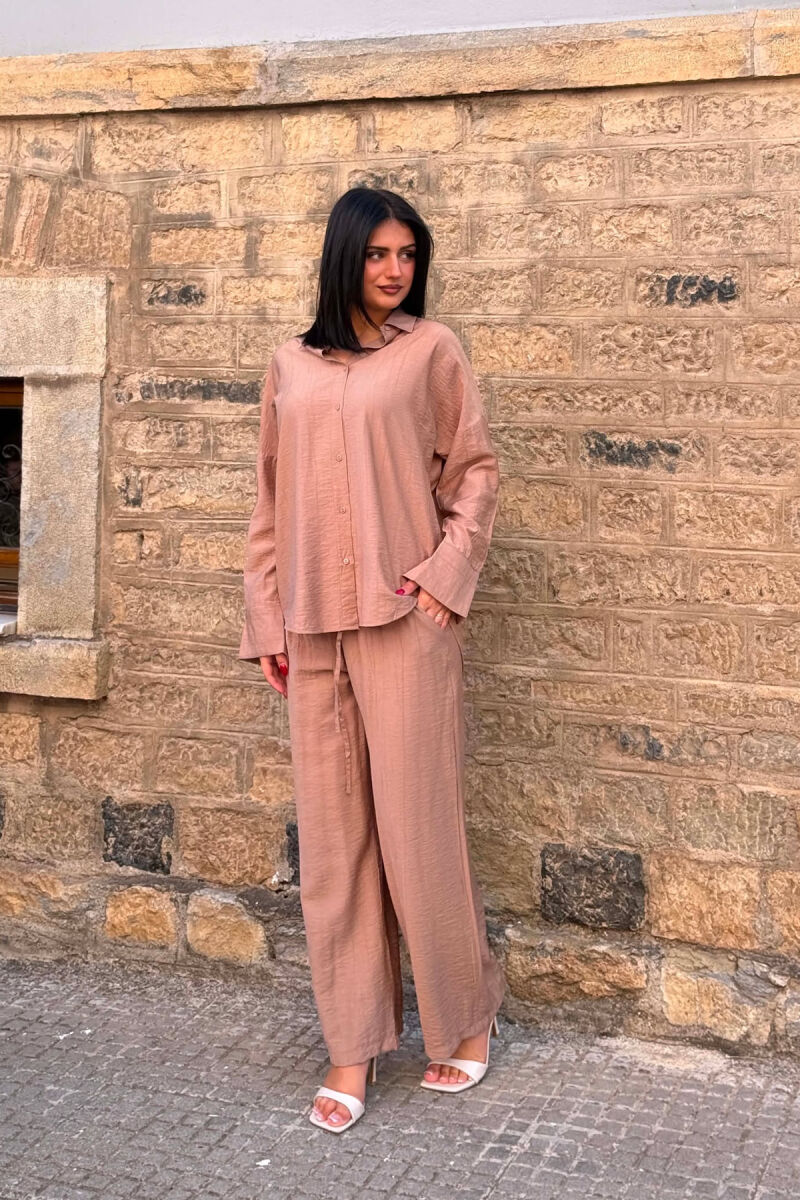 ONE COLOR SHIRT+ TROUSERS WOMEN SET LIGHT BROWN/KAZB - 6