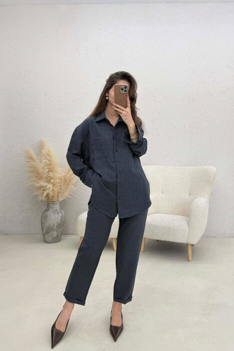 ONE COLOR SHIRT+ TROUSERS WOMEN SET LIGHTBLUE/BZ 