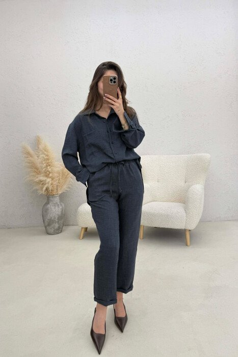 ONE COLOR SHIRT+ TROUSERS WOMEN SET LIGHTBLUE/BZ - 2