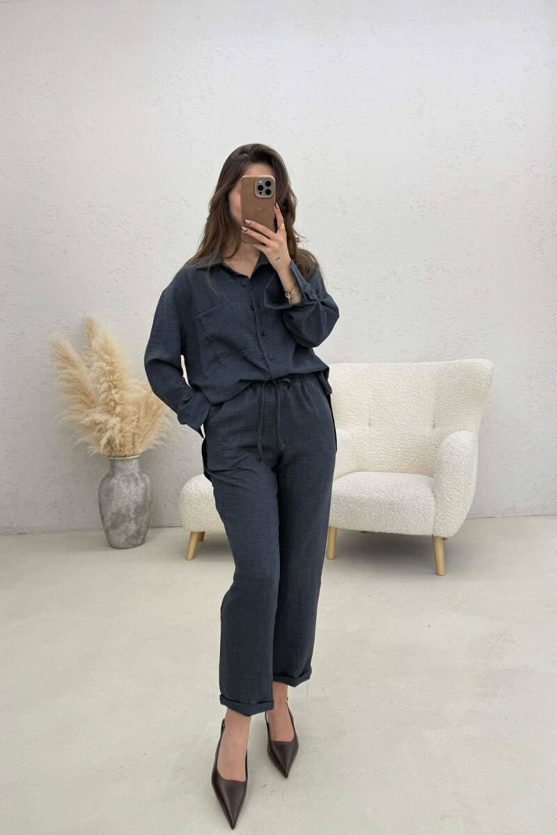 ONE COLOR SHIRT+ TROUSERS WOMEN SET LIGHTBLUE/BZ - 2