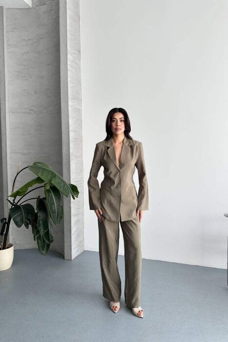 ONE COLOR SHIRT+ TROUSERS WOMEN SET OLIVE/ULLI - 2