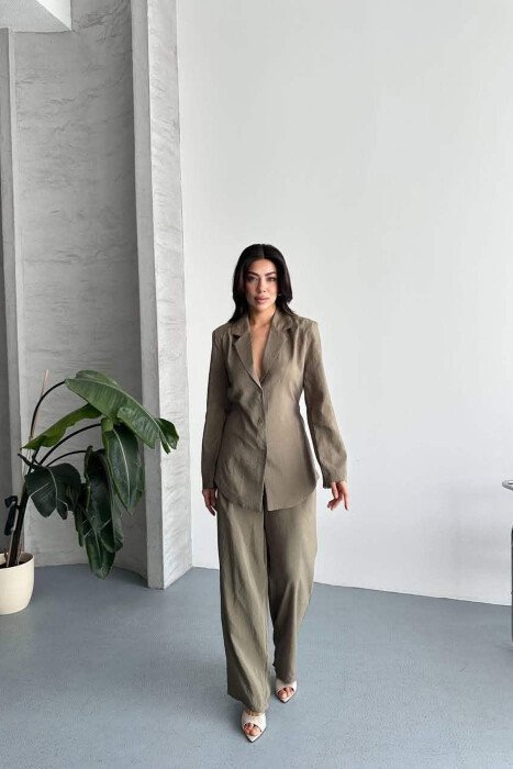 ONE COLOR SHIRT+ TROUSERS WOMEN SET OLIVE/ULLI - 6
