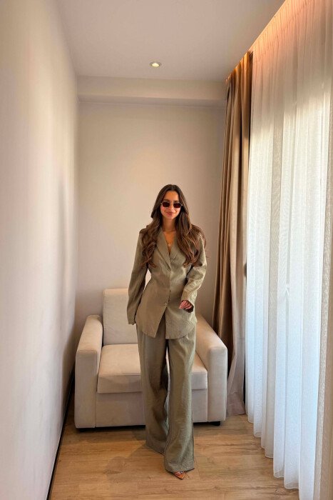 ONE COLOR SHIRT+ TROUSERS WOMEN SET OLIVE/ULLI - 1