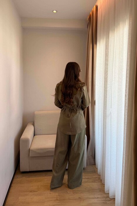 ONE COLOR SHIRT+ TROUSERS WOMEN SET OLIVE/ULLI - 3