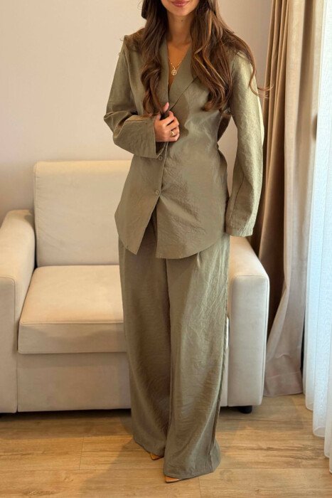 ONE COLOR SHIRT+ TROUSERS WOMEN SET OLIVE/ULLI - 4