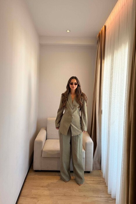 ONE COLOR SHIRT+ TROUSERS WOMEN SET OLIVE/ULLI - 5