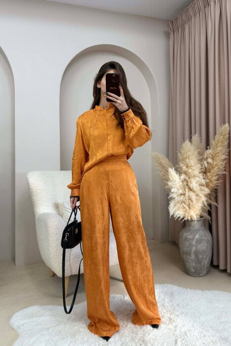 ONE COLOR SHIRT+ TROUSERS WOMEN SET ORANGE/PORTOKALLI - KLAUDIO FASHION