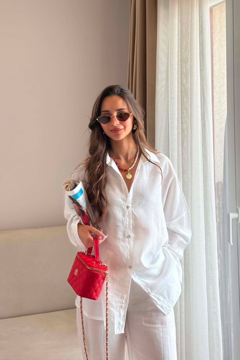 ONE COLOR SHIRT + TROUSERS WOMEN SET WHITE-E BARDHE - 3