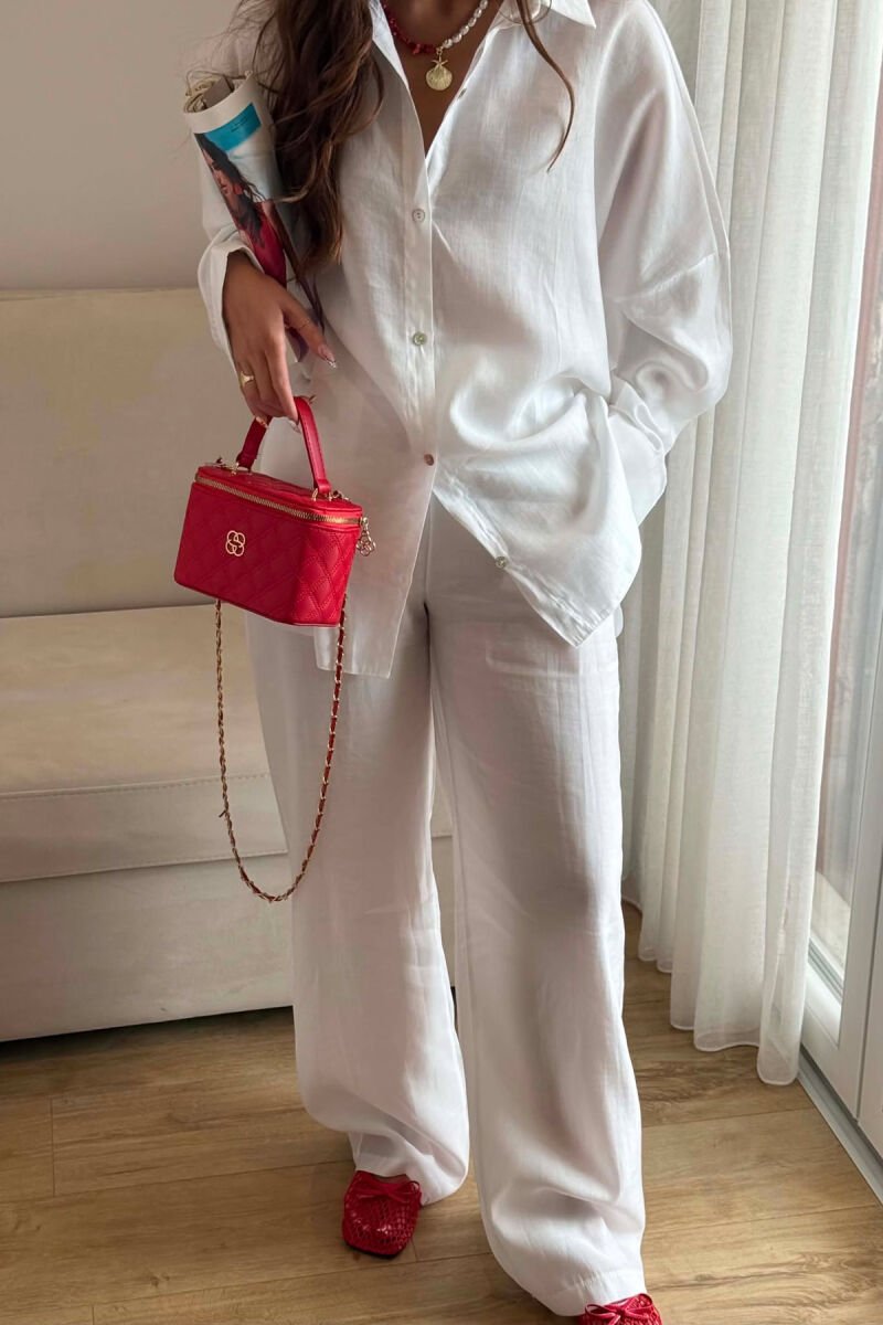 ONE COLOR SHIRT + TROUSERS WOMEN SET WHITE-E BARDHE - 5