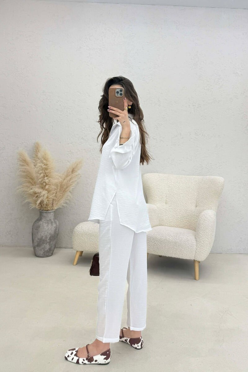 ONE COLOR SHIRT+ TROUSERS WOMEN SET WHITE-E BARDHE - 2