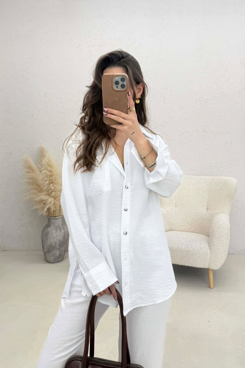 ONE COLOR SHIRT+ TROUSERS WOMEN SET WHITE-E BARDHE - 4