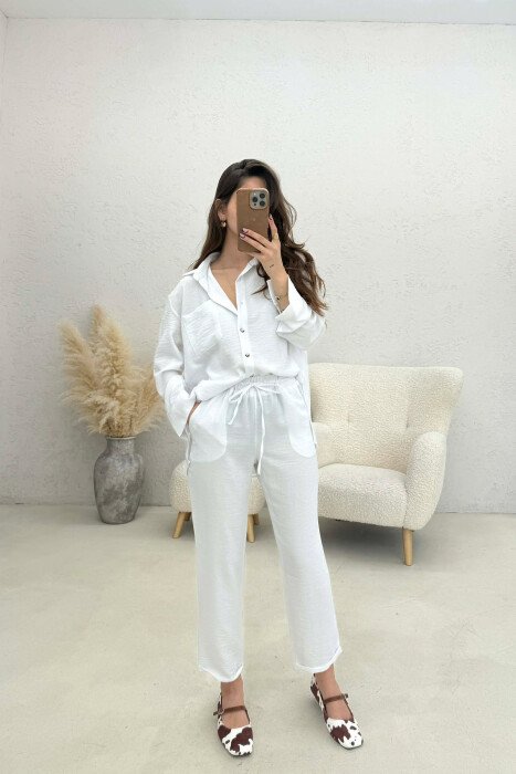 ONE COLOR SHIRT+ TROUSERS WOMEN SET WHITE-E BARDHE - 5