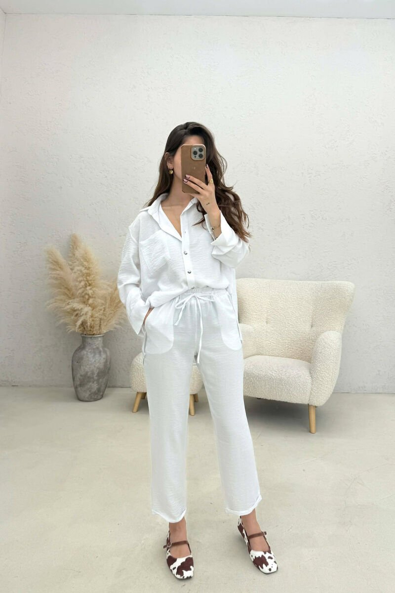 ONE COLOR SHIRT+ TROUSERS WOMEN SET WHITE-E BARDHE - 5