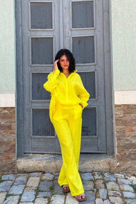 ONE COLOR SHIRT + TROUSERS WOMEN SET YELLOW/E VERDHE - 3