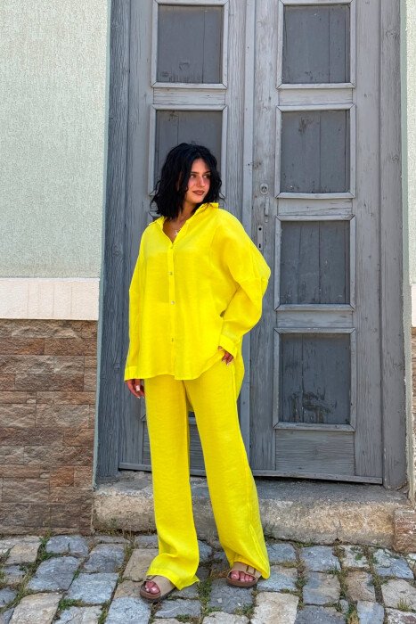 ONE COLOR SHIRT + TROUSERS WOMEN SET YELLOW/E VERDHE - 4