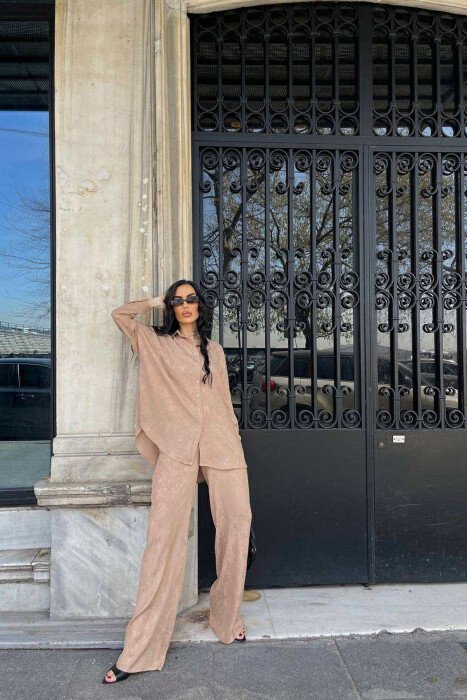 ONE COLOR SHIRT+TROUSERS WOMEN SET BEIGE/BEZHE - 1
