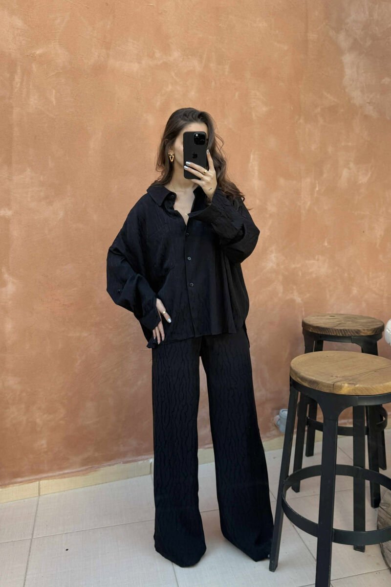 ONE COLOR SHIRT+TROUSERS WOMEN SET BLACK/ E ZEZE - 1