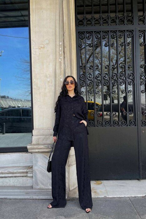 ONE COLOR SHIRT+TROUSERS WOMEN SET BLACK/ E ZEZE - KLAUDIO FASHION