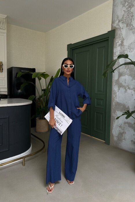 ONE COLOR SHIRT+TROUSERS WOMEN SET BLUE/BLU - 2