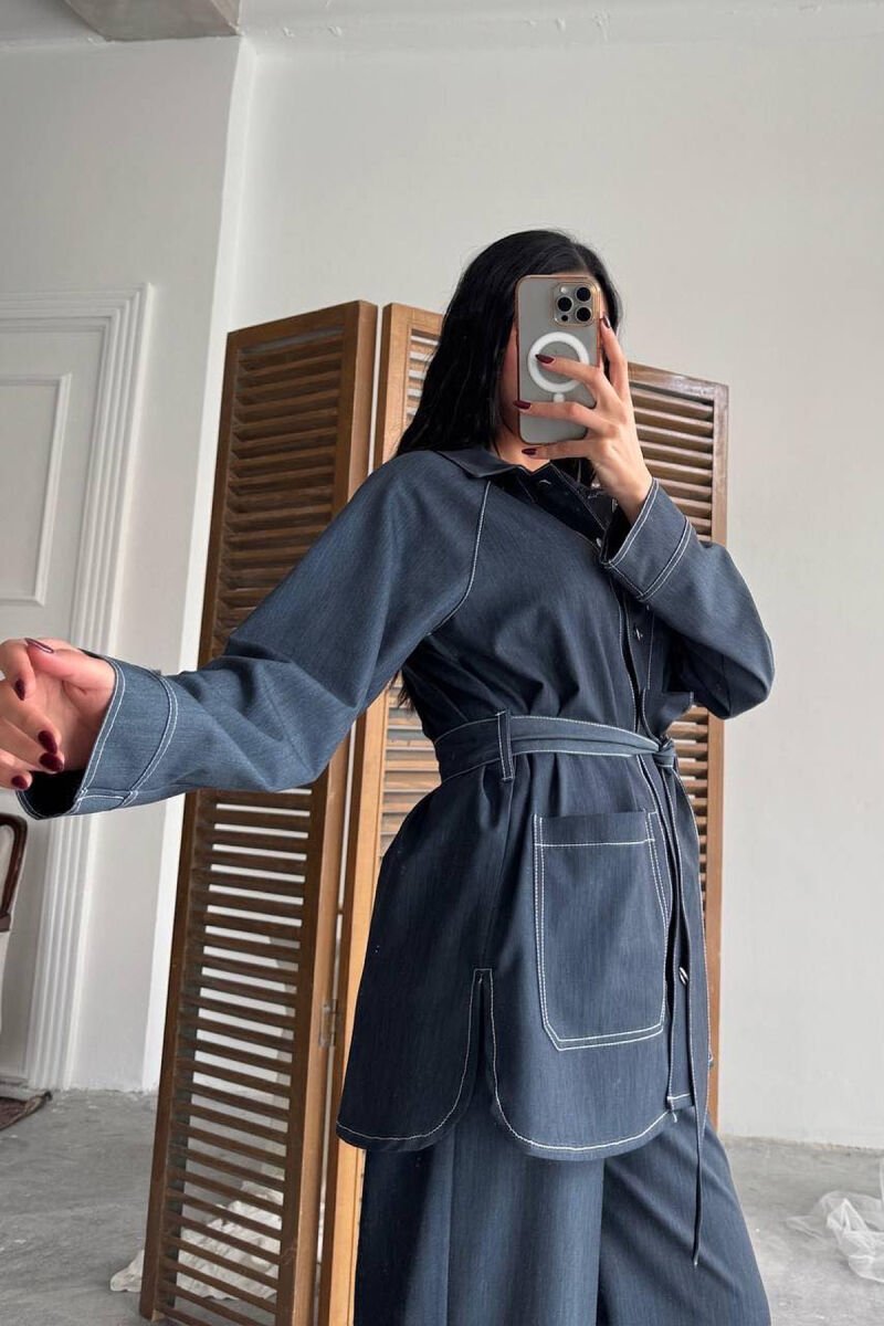 ONE COLOR SHIRT+TROUSERS WOMEN SET BLUE/BLU - 4
