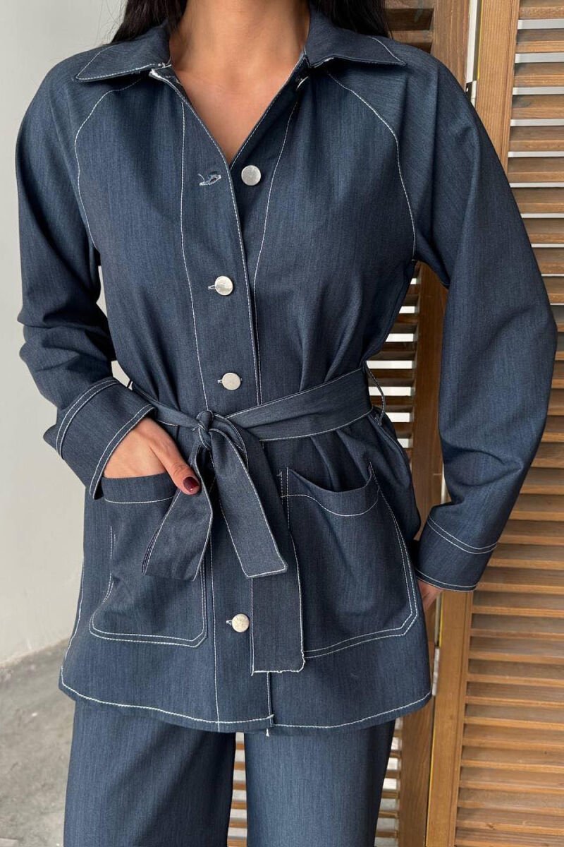 ONE COLOR SHIRT+TROUSERS WOMEN SET BLUE/BLU - 7