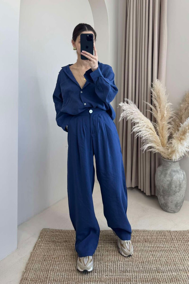 ONE COLOR SHIRT+TROUSERS WOMEN SET BLUE/BLU - 1